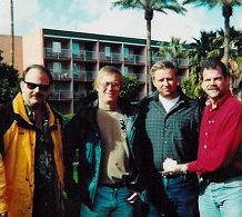 From left to right, Adam Hupé, Jim Strope, Mike Farmer and Greg Hupé holding NWA 482.